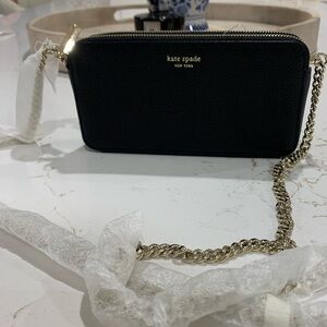 Kate Spade Black Crossbody with Gold Chain